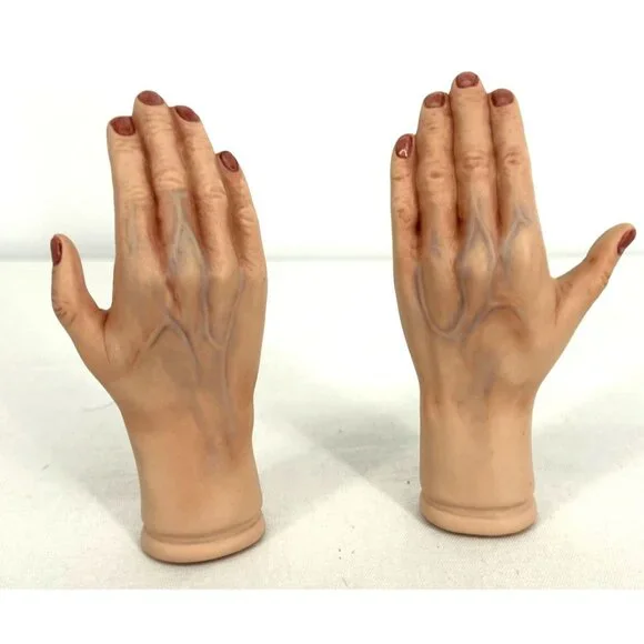Porcelain Doll Hands Replacement Parts Elderly Old Hands 5.25" - Picture 2 of 9